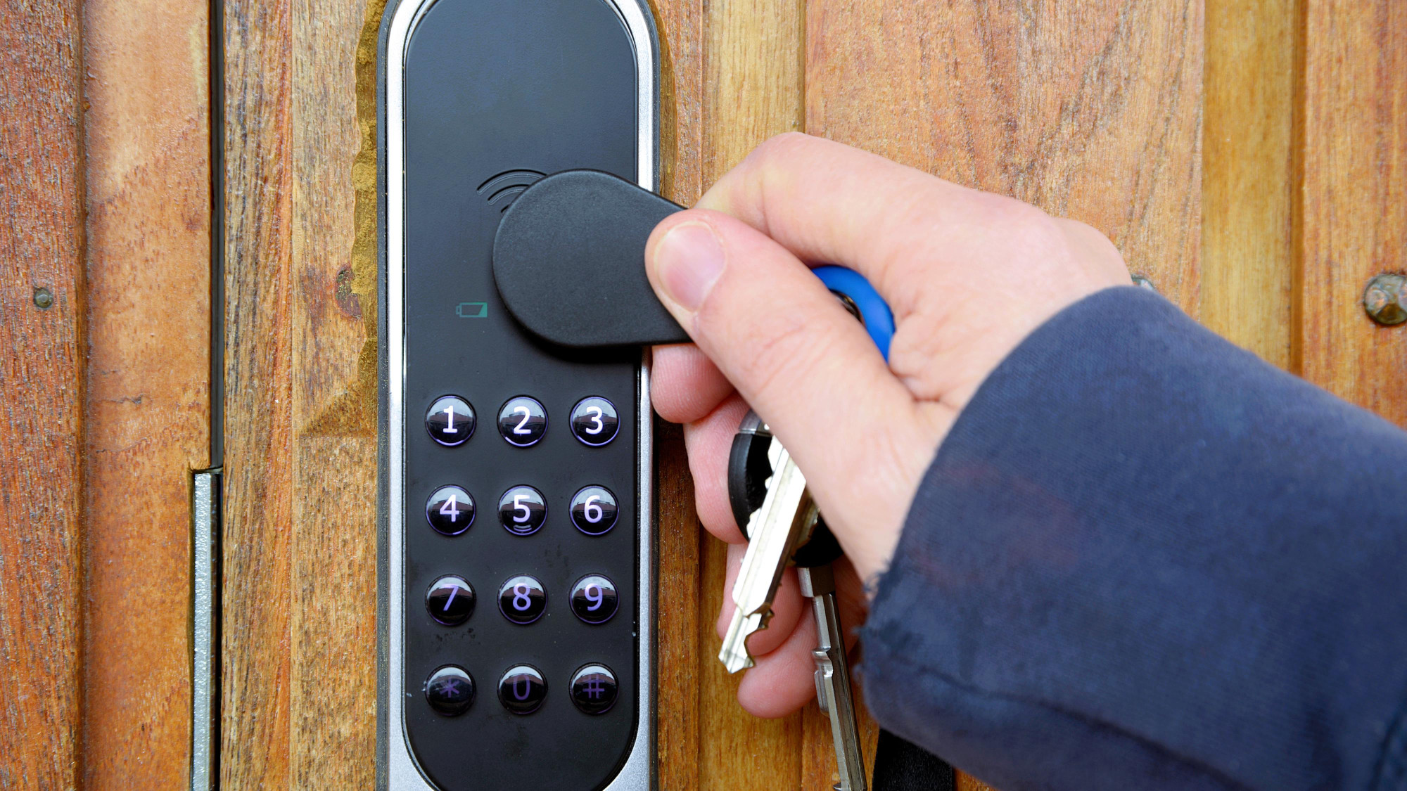 Adobe Stock photo of secure key fob building entry access.